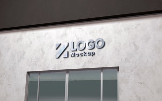 Steel Logo Mockup 3D Sign Store Building product mockup