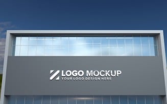 Steel Logo Mockup Sign façade On Building product mockup