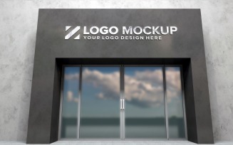 Steel logo Mockup Store sign Building product mockup