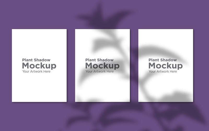 Three Empty Frame Mockup with Purple Color Background product mockup Product Mockup