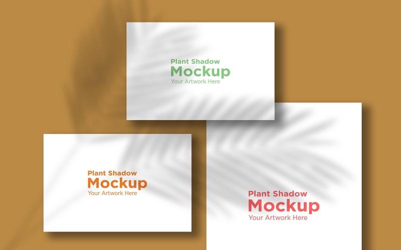 Three Frame Mockup with tropical leaf Shadow Golden Color Background product mockup Product Mockup