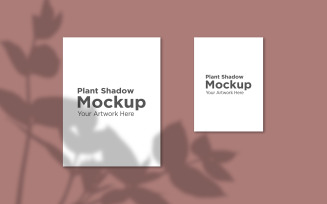 Two frame Mockup with monstera leaf shadow Background product mockup