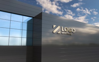 Golden Logo Mockup 3D Sign Black Building façade product mockup