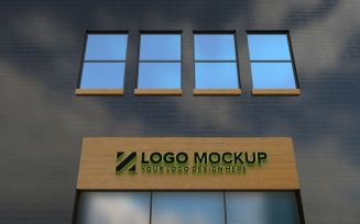 Logo Mockup 3D Sign Black Building façade product mockup