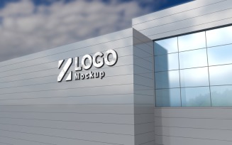 Steel Logo Mockup Elegant 3D Sign Building façade product mockup