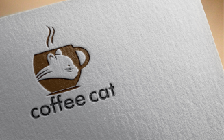 Coffee Cat Logo Template