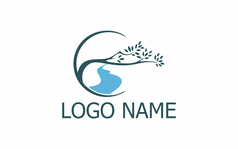 Lake tree flat LogoTemplate Logo Template