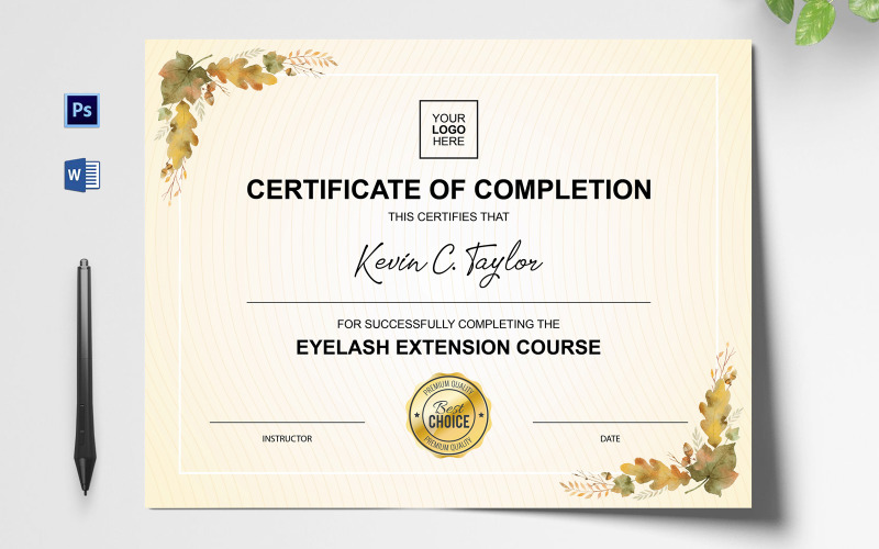 Clean Eyelash Extension Certificate Template