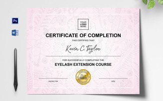 Floral Eyelash Extension Certificate Template