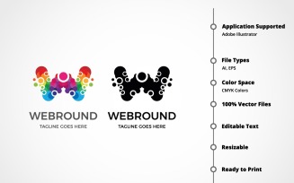 Letter W - Web Round Logo Template