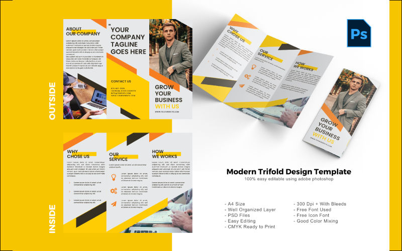 Company Trifold Brochure PSD Template