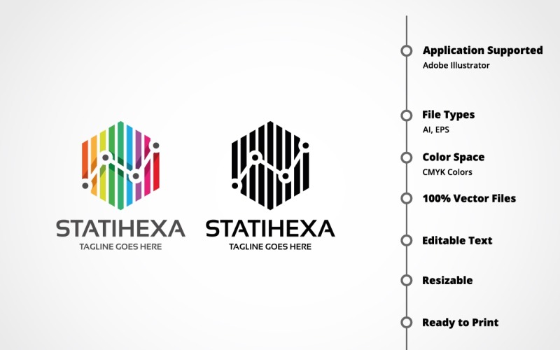 Statistic Hexagon Logo Template