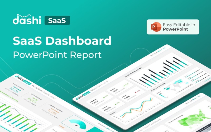 Dashi SaaS | SaaS Dashboard Report Presentation PPT PowerPoint template PowerPoint Template