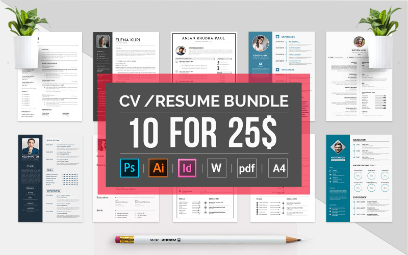 Professional Bundle: 10 CV & Resume Template