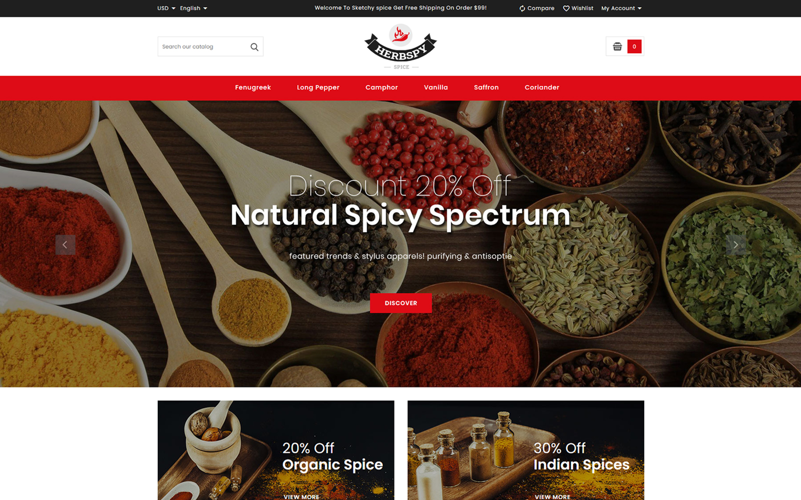 Herbspy - Spice and Food Store Tema PrestaShop №150832
