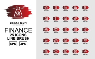 25 Premium Finance Line Brush Pack Icon Set