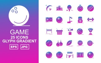 25 Premium Game Glyph Gradient Pack Icon Set