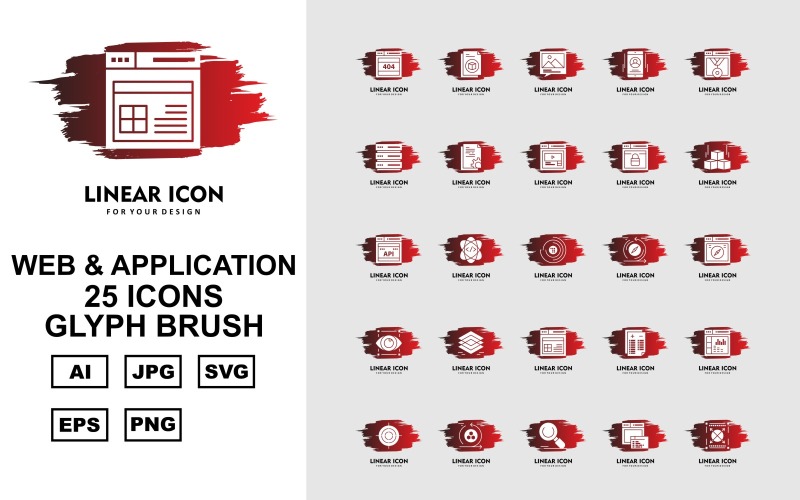 25 Premium Web And Application Glyph Brush Pack Icon Set