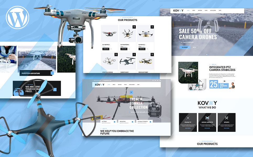 WooCommerce Theme namens "Kovoy Drone Accessories Shop and UAV Business" #150834