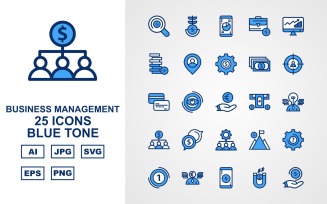 25 Premium Business Management Blue Tone Pack Icon Set