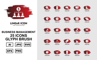25 Premium Business Management Glyph Brush Pack Icon Set