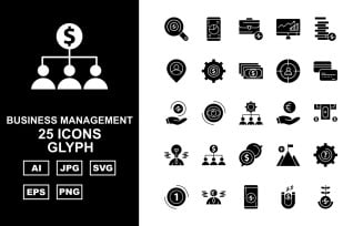 25 Premium Business Management Glyph Pack Icon Set