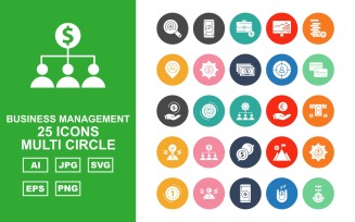 25 Premium Business Management Multi Circle Pack Icon Set