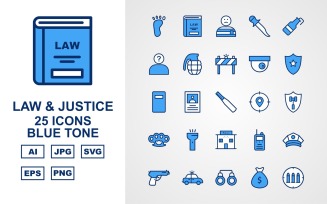 25 Premium Law And Justice Blue Tone Pack Icon Set