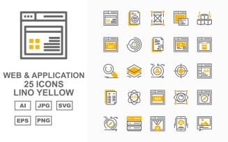 25 Premium Web And Application Lino Yellow Pack Icon Set
