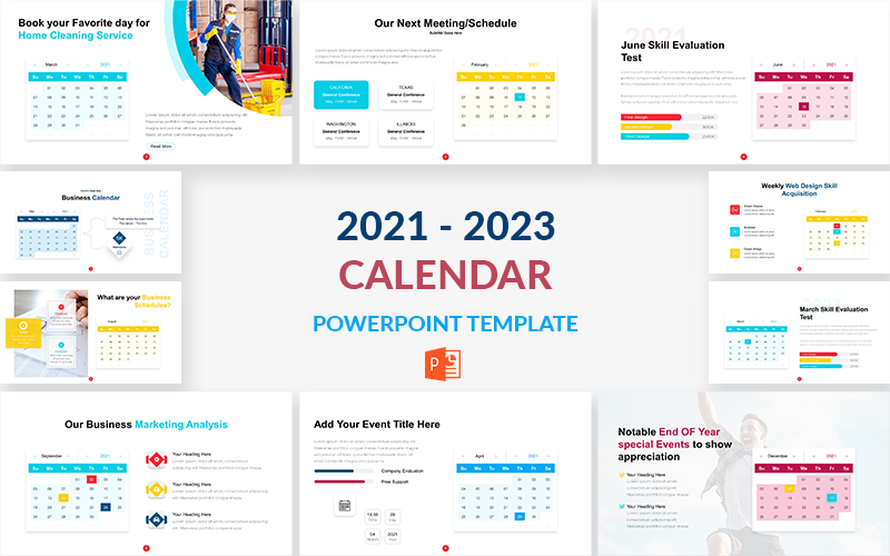 2021 - 2023 Calendar PowerPoint template PowerPoint Template