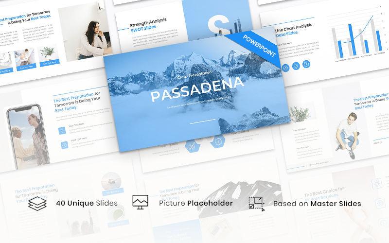 "Passadena - Clean" modèle PowerPoint Premium #151149