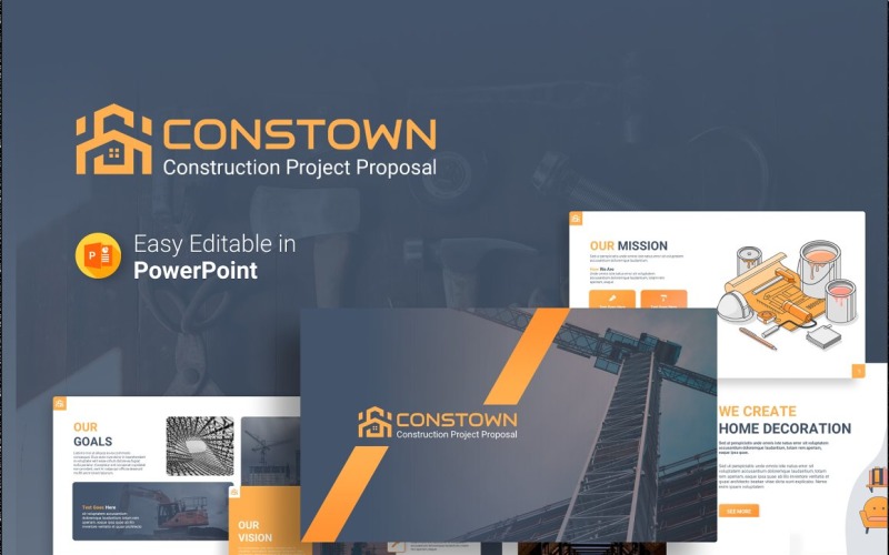 Constown – Construction Project Proposal Presentation PowerPoint template PowerPoint Template