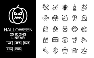 25 Premium Halloween Linear Pack Icon Set