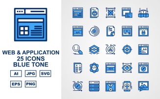25 Premium Web And Application Blue Tone Pack Icon Set