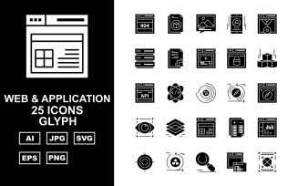 25 Premium Web And Application Glyph Pack Icon Set