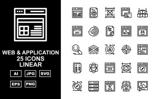 25 Premium Web And Application Linear Pack Icon Set