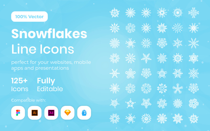 125+ Snowflake Icon Set