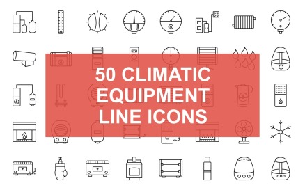 1 - Climatic Equipment Line Black Icon Set