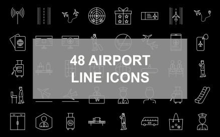 2 - Airport Line Inverted Icon Set