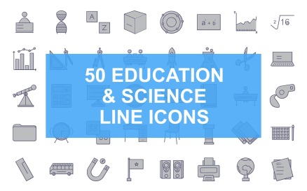 4 - Education & Science Line Filled Icon Set