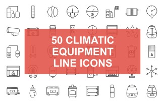 1 - Climatic Equipment Line Black Icon Set