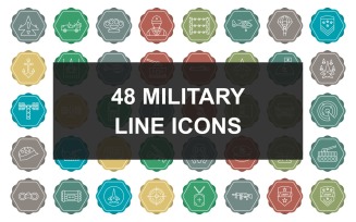 5 - Military Line Multicolor Background Icon Set