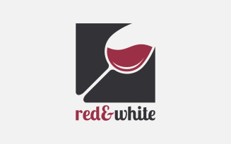 Wine Glass . Red and White. Logo Template