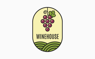 Wine Grape. Linear Wine Emblem. Logo Template
