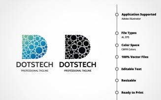 Letter D - DotsTech Logo Template