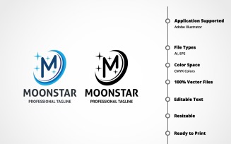 Letter M - Moon Star Logo Template