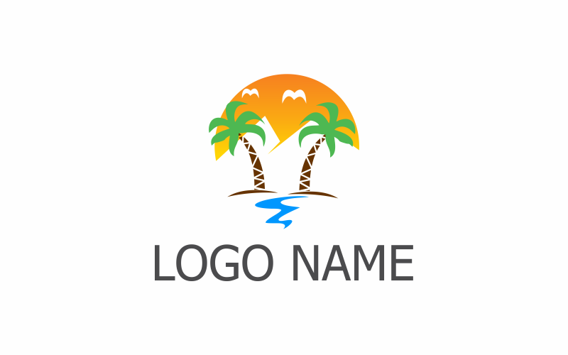 line palm Beach Logo Template