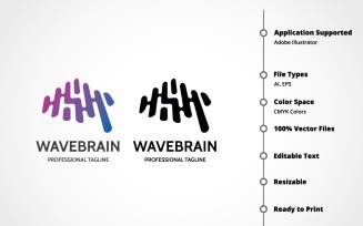 Wave Brain Logo Template
