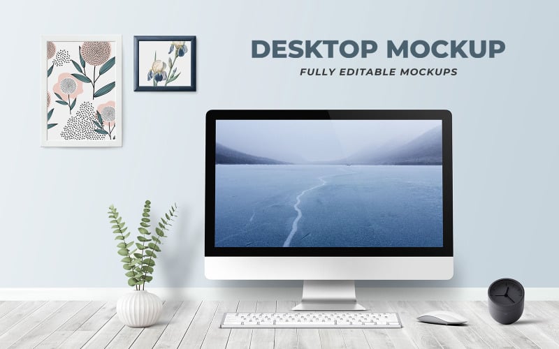 Desktop On Table product mockup Product Mockup