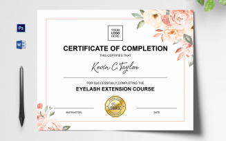 Creative Eyelash Extension Certificate Template
